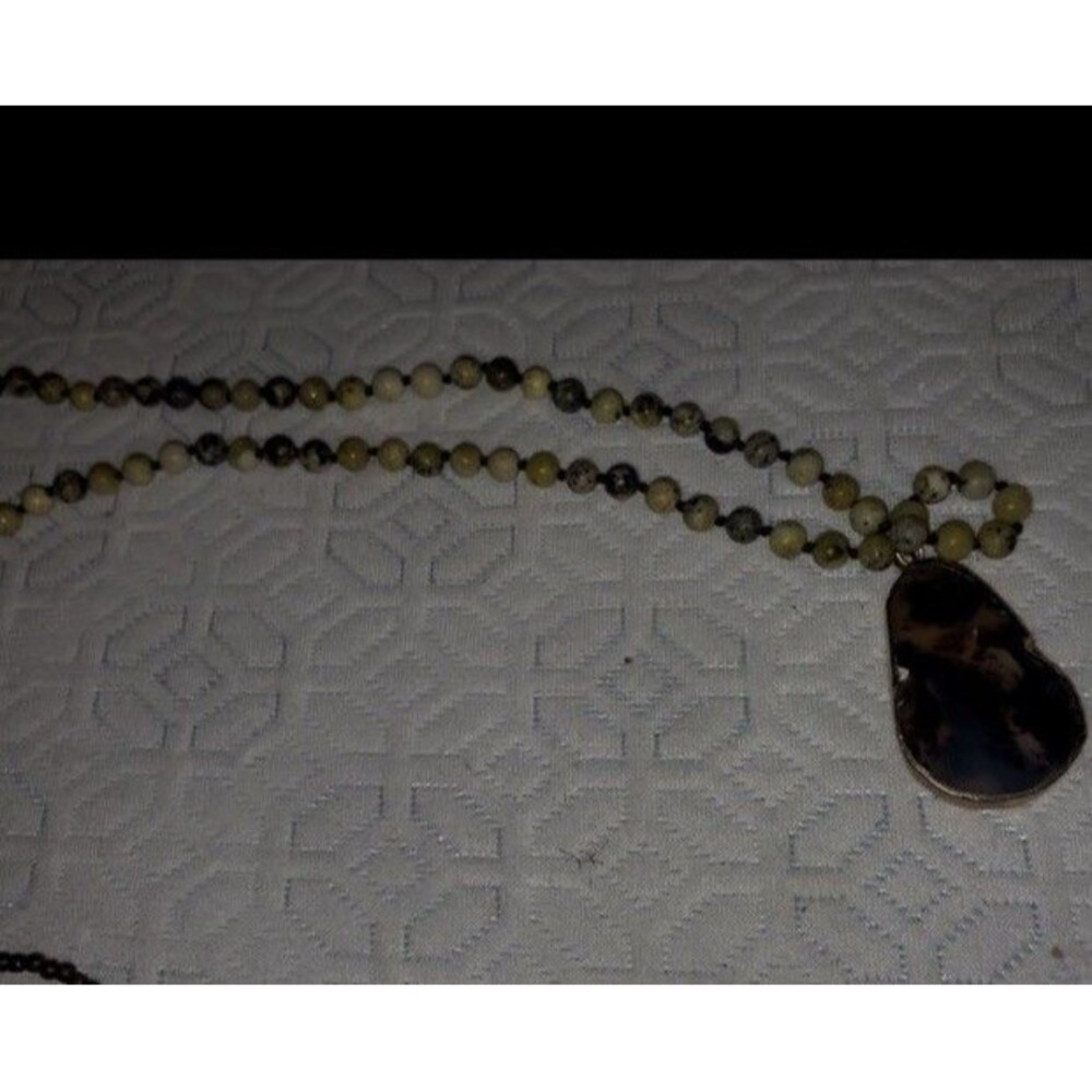 Agate And Serpentine Stone Necklace